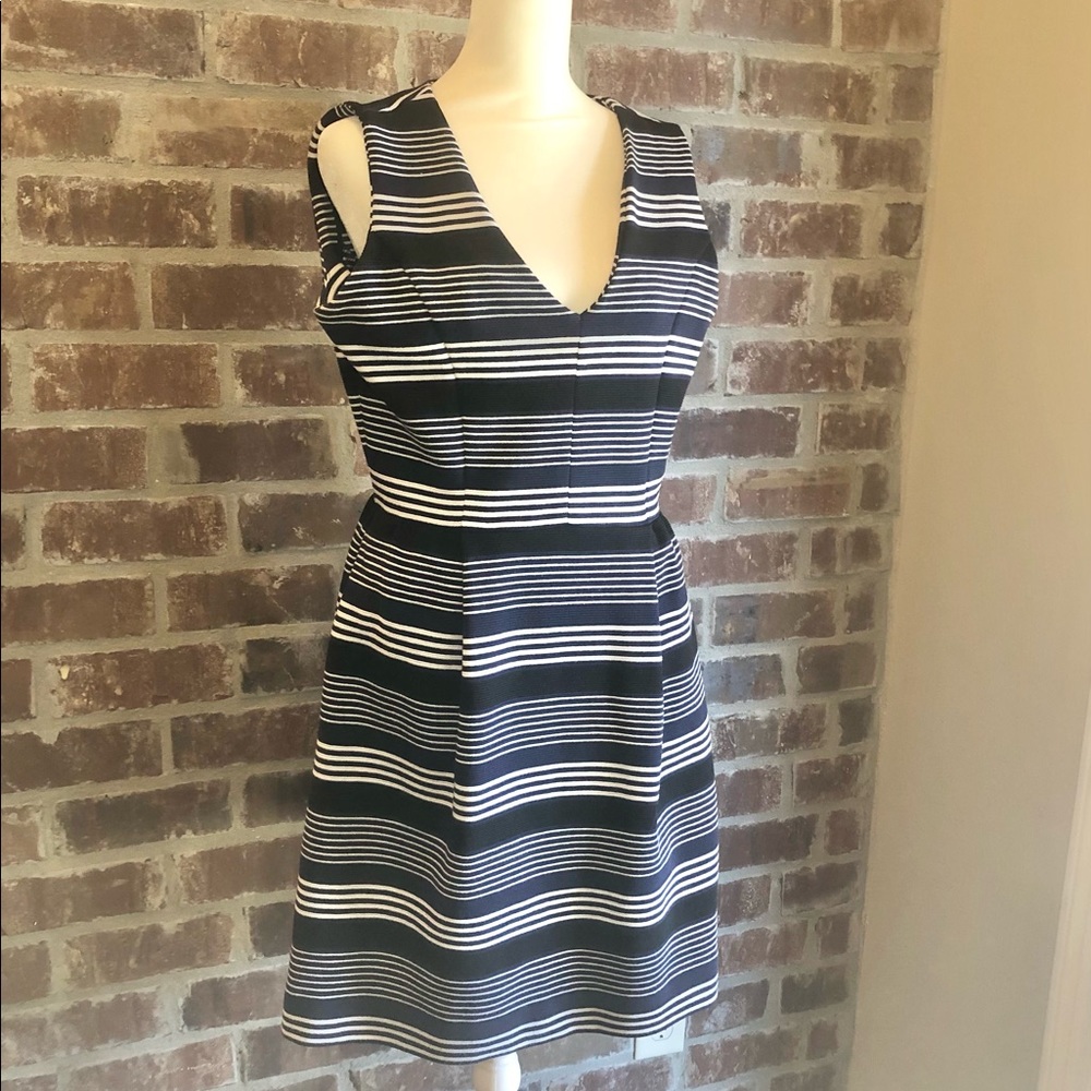 Madewell Dress Blue & Black Stripes Sz Medium